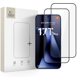 Juodas apsauginis ekrano stikliukas Xiaomi 17T Pro "TECH-PROTECT GLASS FIT+ 2-PACK"