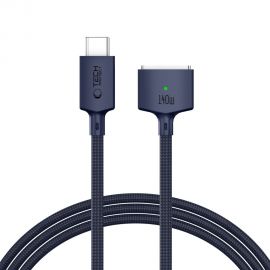 Tamsiai mėlynas laidas pakrovimo "TECH-PROTECT MMC01 ULTRABOOST MAGNETIC MACBOOK CABLE TYPE-C TO MAGSAFE 3 140W 200CM"