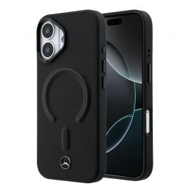 Juodas dėklas Mercedes PU Leather 3D MagSafe telefonui Apple iPhone 17