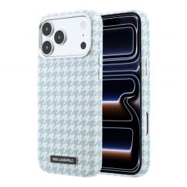 Mėlynas dėklas Karl Lagerfeld PU Houndstooth Resin Plate MagSafe telefonui Apple Iphone 17 Pro Max
