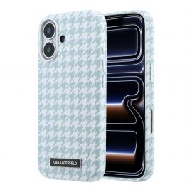Mėlynas dėklas Karl Lagerfeld PU Houndstooth Resin Plate MagSafe telefonui Apple Iphone 17