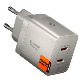 Titano spalvos buitinis pakrovėjas "SPIGEN EE472EU-GAN ESSENTIAL 2-PORT NETWORK CHARGER 47W "