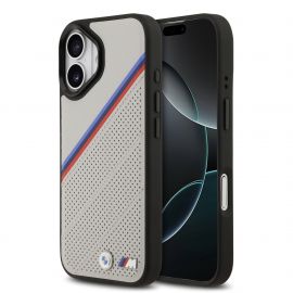 Pilkas dėklas BMW M Tricolor Perforated Pattern MagSafe telefonui Apple Iphone 17