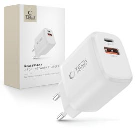Baltas buitinis pakrovėjas "TECH-PROTECT NCA65W-GAN 2-PORT NETWORK CHARGER PD 65W / QC3.0"
