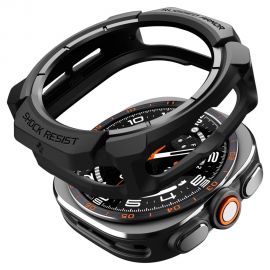 Juodas matinis dėklas SAMSUNG GALAXY WATCH ULTRA 2 2026 (47 MM) "Spigen Rugged Armor"