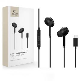 Juodos laidinės ausinės "TECH-PROTECT ULTRABOOST TYPE-C EARPHONE CORE G3"