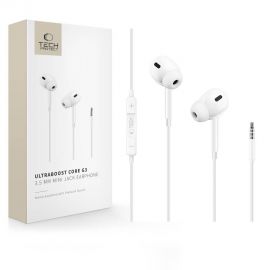 Baltos laidinės ausinės "TECH-PROTECT ULTRABOOST MINI JACK EARPHONE CORE G3"
