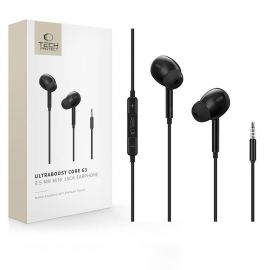 Juodos laidinės ausinės "TECH-PROTECT ULTRABOOST MINI JACK EARPHONE CORE G3"