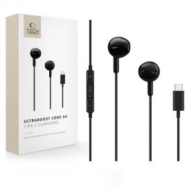 Juodos laidinės ausinės "TECH-PROTECT ULTRABOOST TYPE-C EARPHONE CORE G4"