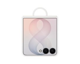 Baltas originalus dėklas EF-EF776CWE Silicone Magnetic Cover with Ring telefonui Samsung Galaxy Z Flip 8