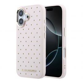 Rausvas originalus dėklas Karl Lagerfeld PU Perforated Gold Dots MagSafe telefonui Apple Iphone 17