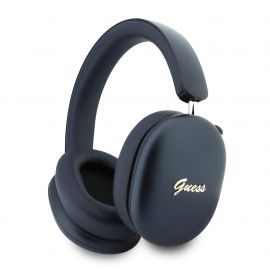 Mėlynos belaidės ausinės "Guess Metallic Finish Gold Script Logo ENC Wireless Headphone"
