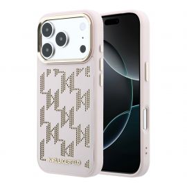 Rausvas originalus dėklas Karl Lagerfeld PU Perforated Monogram MagSafe telefonui Apple Iphone 17 Pro Max