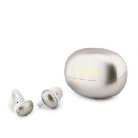 Auksinės belaidės ausinės "Guess Metallic Finish Classic Logo OWS Wireless Earphone"