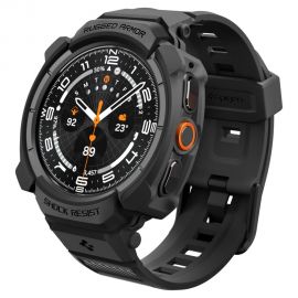 Juodas matinis dėklas ir apyrankė SAMSUNG GALAXY WATCH ULTRA 2 2026 (47 MM) "Spigen Rugged Armor Pro"