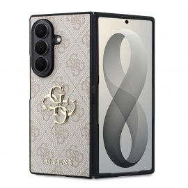 Rausvas originalus dėklas Guess PU 4G Metal Logo telefonui Samsung Galaxy Z Fold 8 Ultra