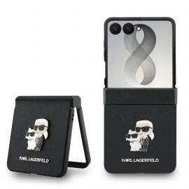 Juodas originalus dėklas Karl Lagerfeld PU Saffiano Karl and Choupette telefonui Samsung Galaxy Z Flip 8