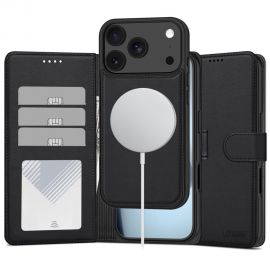 Juodas matinis atverčiamas dėklas Apple Iphone 17 Pro Max / 18 Pro Max "Tech-Protect Wallet Magsafe"