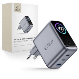 Tamsiai pilkas buitinis pakrovėjas "TECH-PROTECT POWERVISION NC100W-GAN 3-PORT NETWORK CHARGER PD 100W / QC3.0"