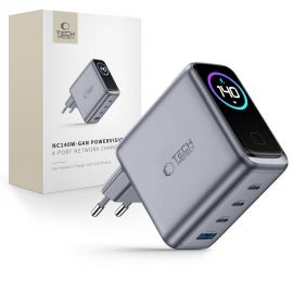 Tamsiai pilkas buitinis pakrovėjas "TECH-PROTECT POWERVISION NC140W-GAN 4-PORT NETWORK CHARGER PD 140W / QC3.0"