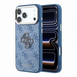 Mėlynas originalus dėklas Guess PU 4G Resin Metal Logo telefonui Apple Iphone 18 Pro Max