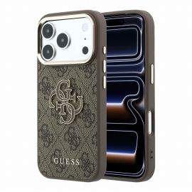 Rudas originalus dėklas Guess PU 4G Resin Metal Logo telefonui Apple Iphone 18 Pro Max