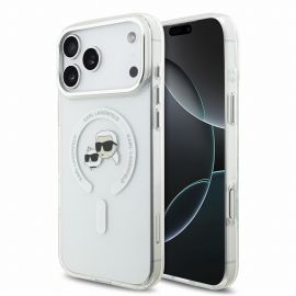 Baltas dėklas telefonui Apple Iphone 18 Pro Max "Karl Lagerfeld IML K&CH Heads Metal Frame MagSafe"