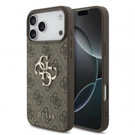 Rudas originalus dėklas Guess PU 4G Metal Logo telefonui Apple Iphone 18 Pro Max