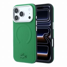 Žalias dėklas Lacoste PVC Petit Pique Semi Wrap Embossed MagSafe telefonui Apple iPhone 18 Pro Max