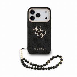 Juodas dėklas telefonui Apple Iphone 18 Pro "Guess PU 4G Metal Logo Strap"