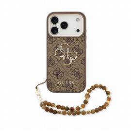 Rudas dėklas telefonui Apple Iphone 18 Pro "Guess PU 4G Metal Logo Strap"