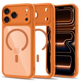 Skaidrus-oranžinis dėklas Apple Iphone 17 Pro / 18 Pro "Tech-Protect Magpeak Magsafe CC"