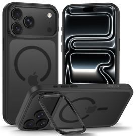 Juodas matinis dėklas Apple Iphone 17 Pro / 18 Pro "Tech-Protect Magstand Magsafe CC"