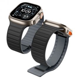 Juoda-pilka apyrankė Apple Watch 8 / 9 / 10 / 11 / 12 / SE / Ultra (44 / 45 / 46 / 49mm) "Spigen Athlex Air M"