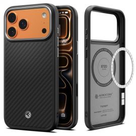Juodas-sidabrinis dėklas Apple Iphone 17 Pro Max / 18 Pro Max "Spigen Enzo Aramid "T" Mag Magsafe"