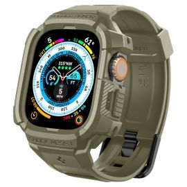Khaki vintage apyrankė APPLE WATCH ULTRA 1 / 2 / 3 / 4 (49 MM) "Spigen Rugged Armor Pro"
