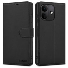 Juodas matinis atverčiamas dėklas Xiaomi Redmi Note 17 Pro 5G "Tech-Protect Wallet"