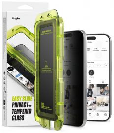 Juodas privatumo apsauginis ekrano stikliukas Apple Iphone 18 Pro "Ringke Easy Slide 2-Pack"