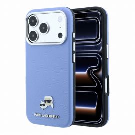 Mėlynas originalus dėklas Karl Lagerfeld Grained PU Leather K&CH Heads Magnetic telefonui Apple Iphone 18 Pro