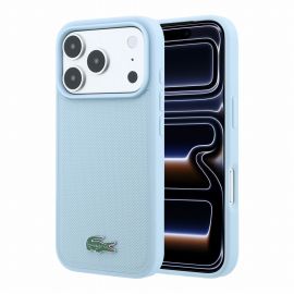 Mėlynas dėklas Lacoste Iconic Petit Pique Metal Logo MagSafe telefonui Apple iPhone 18 Pro