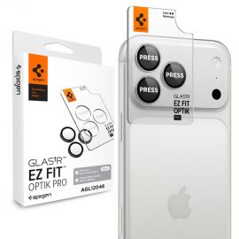 Sidabrinis apsauginis stiklas galiniai kamerai Apple Iphone 18 Pro / 18 Pro Max "Spigen Optik Ez Fit 2-Pack"