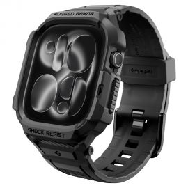 Juodas matinis dėklas APPLE WATCH 12 (42 MM)"Spigen Rugged Armor"