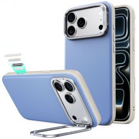 Šviesiai mėlynas dėklas Apple Iphone 17 Pro / 18 Pro "ESR LEATHER KICKSTAND MAGSAFE"