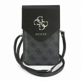 Juodas telefono krepšys "Guess PU Leather+Grained 4G Metal Logo Phone Bag"