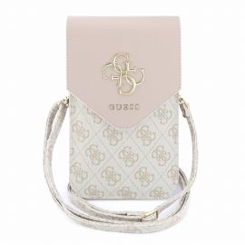 Rausvas telefono krepšys "Guess PU Leather+Grained 4G Metal Logo Phone Bag"