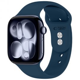 Tamsiai mėlyna silikoninė apyrankė Apple Watch 8 / 9 / 10 / 11 / 12 / SE  (40 / 41 / 42MM) "Tech-Protect Silicone"