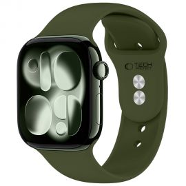 Žalia silikoninė apyrankė Apple Watch 8 / 9 / 10 / 11 / 12 / SE / Ultra (44 / 45 / 46 / 49MM) "Tech-Protect Silicone"