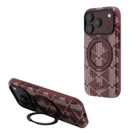 Burgundy dėklas telefonui Apple Iphone 18 Pro "Lacoste PVC Semi Wrap Blend Ring Stand MagSafe"