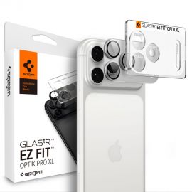 Sidabrinis apsauginis stiklas galiniai kamerai Apple Iphone 18 Pro Max "Spigen Optik Pro XL Ez Fit"