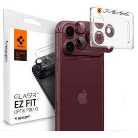 Burgundy apsauginis stiklas galiniai kamerai Apple Iphone 18 Pro "Spigen Optik Pro XL Ez Fit"